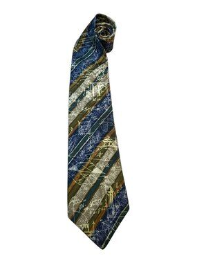 Structures Stripe Tie Math Equation Overlay 100% Silk Neck Tie Vintage
